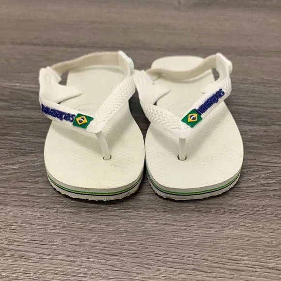 Havaianas Shoes Baby Havaianas White With Green And Blue Thong